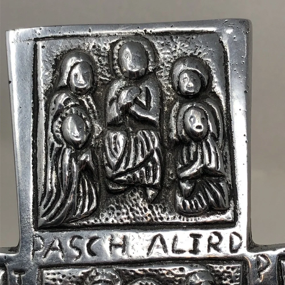 Vintage Pewter Cross Silver Tone Religious Decor